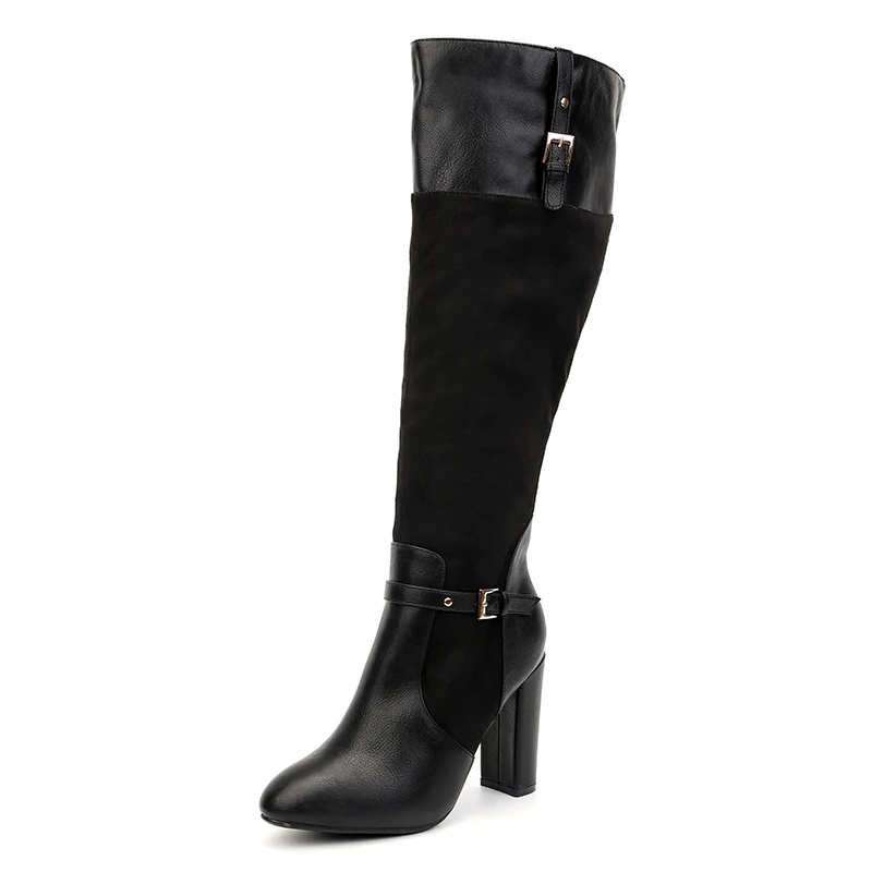 

2019 New Fashion Knee High Boots Women Super High heel Women Motorcycle Boots Pointed Toe Sexy Black Ladies Autumn Shoes B119