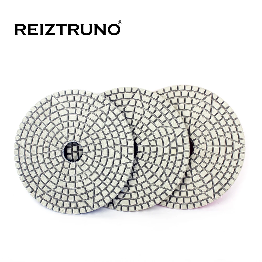 

Reiztruno 3-step diamond polishing pads for polishing quartz, granite, marble,all types of stone and Concrete. dry and wet use