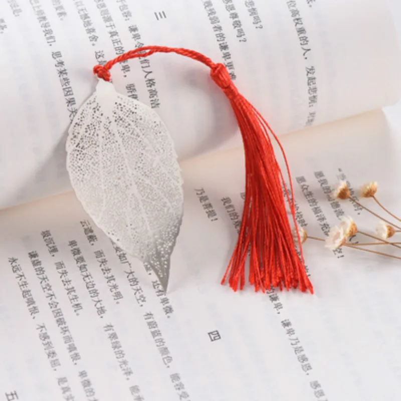 1 шт. креативные металлические листья Закладка китайский стиль Детские сувениры свадебные подарки подружки невесты для гостей обратно в школу подарок - Цвет: silver