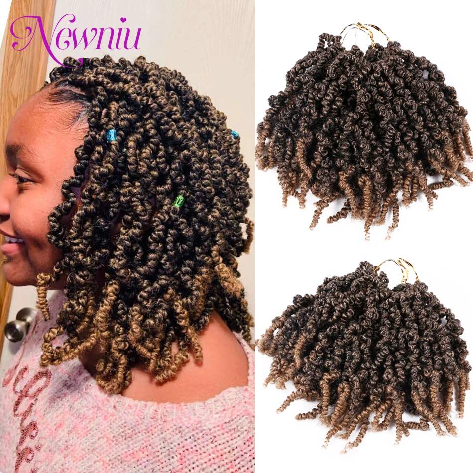 

Newniu Pre-twisted Spring Twist Hair Crochet Braids Short Curly Passion Twist Crochet Hair Synthetic Braiding Hair Extensions