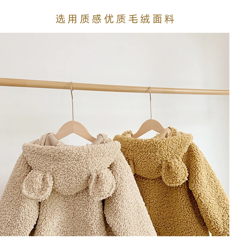 Winter new fashion baby girls hooded thicking warm Cotton padded coat Children Fur on Both Sides wear Outerwear
