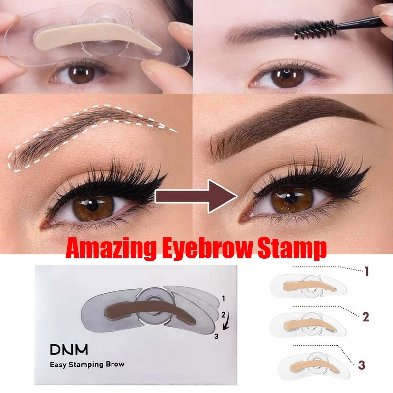 

NEW 3 Shapes Adjustable Eyebrow Stamp Soft Sponge Eyebrow Template Stamp Stencils Natural Lazy Quick Eye Brow Makeup Seal