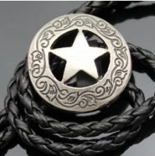 Vintage Silver Новое поступление западный юго-западный мужской подарок Техасский Ranger Star Leather Rodeo Bolo Bola Галстук Топ Мода 2 цвета аксессуары - Цвет: Vintage Silver