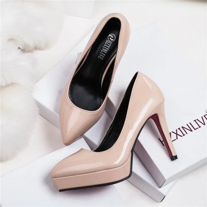 

Concise High-heeled Shoes Shallow Mouth Sharp Fine With Super High With Waterproof Platform Women's