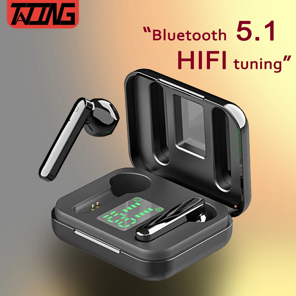 TATING Wireless Bluetooth V5 1 Earphones HIFI Tuning Stereo Headphone Sports Headset With Mic LED Display Battery Charge Case