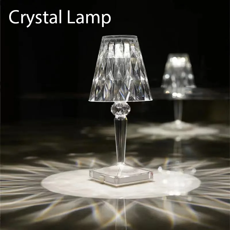 Diamond Table Lamp USB Crystal Projector Desk Lamp Led Lighting