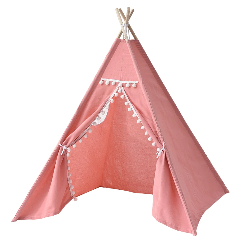 Portable Children Tents Tipi Play House Kids Cotton Canvas Indian Play Tent Wigwam Child Little Beach Teepee Room Decoration 3