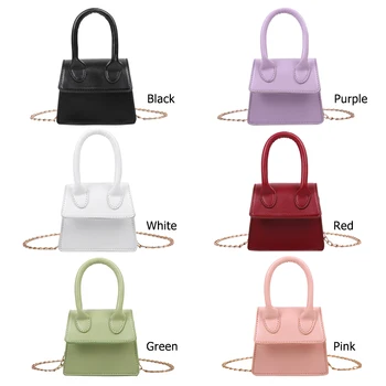 

Cute Women PU Leather Mini Crossbody Shoulder Bags Lady Girls Pure Color Flap Chain Casual Messenger Pouch
