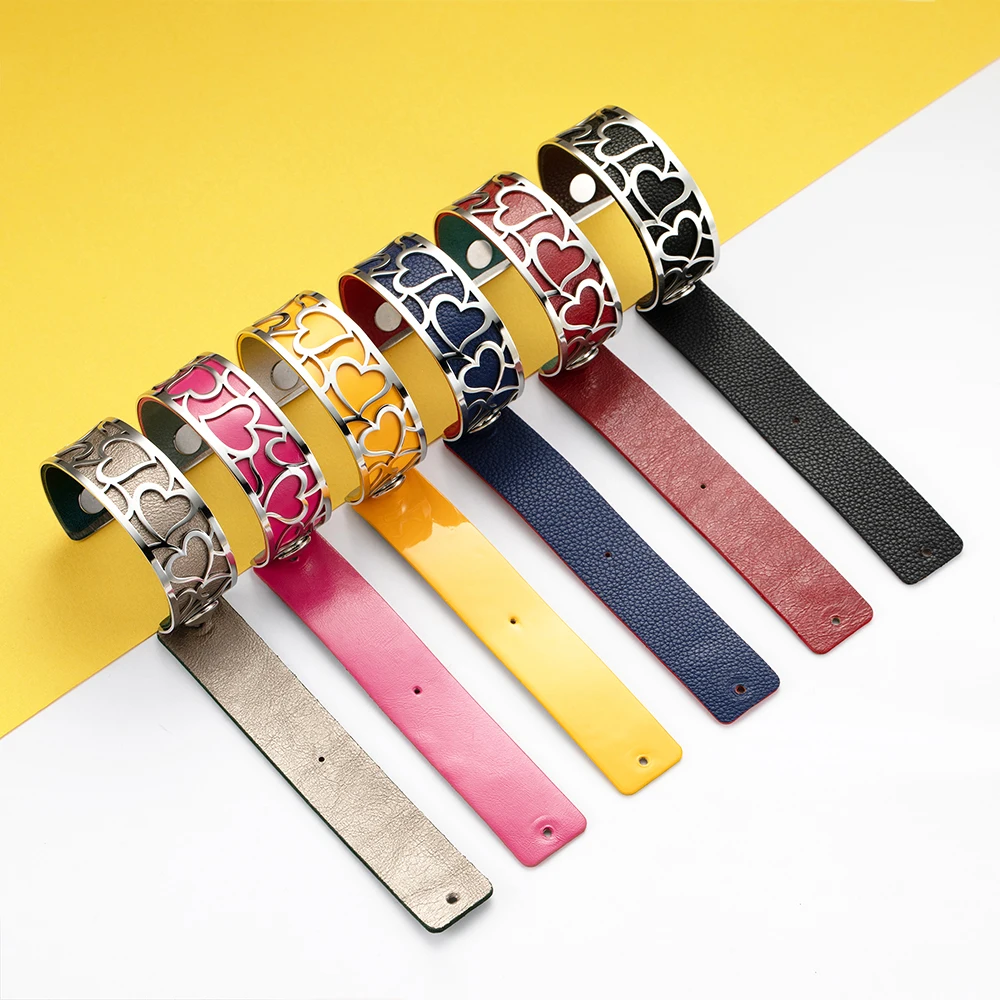 Comprar Pulsera de Legenstar Georgette joyería de flores acier inoxydable femme 2019 manchette brazalete de cuero Reversible joyería bijoux