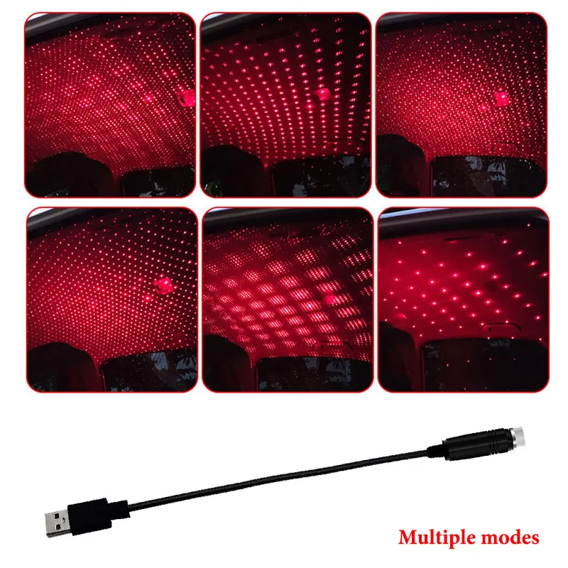 StyleA Red Автомобильный интерьерный светильник, атмосферный светодиодный USB светодиодный светильник на крышу автомобиля, ночной Светильник s, светильник для проектора, интерьерная атмосферная атмосфера Galaxy Lam - Цвет: StyleA Red