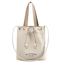 Женская сумка, модный шнурок, Женская Повседневная Холщовая Сумка, универсальная сумка-ведро, стиль, сумка на одно плечо для женщин