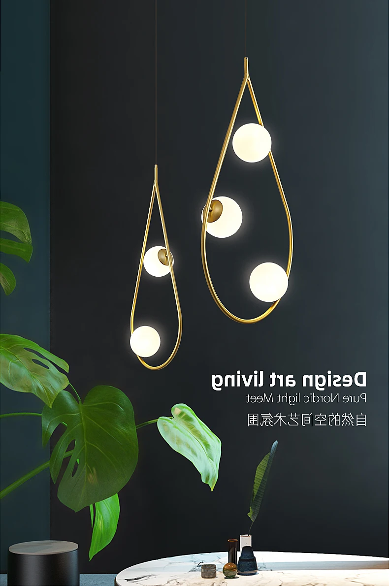 

Nordic Modern Hanging Ceiling Lamps Gold Glass Ball Droplight Bedroom Dining Room Lamp luminaria