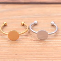 4 Stks/partij Zilver Goud Kleur Rvs Ring Blanks 8Mm Circle Pad Bezels Voor Ringen Maken Diy Jewelr Accessoires