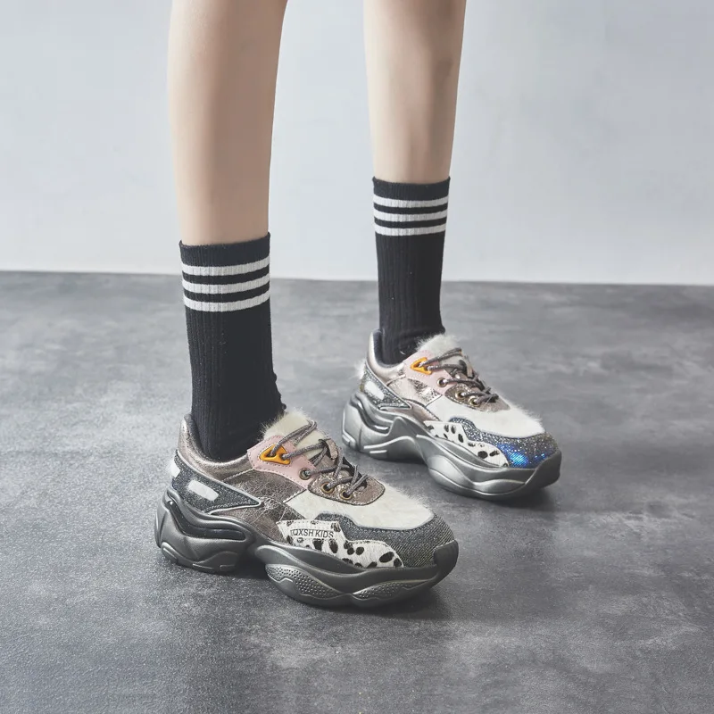 Autumn New Warm Shoes Women Sneaker Patchwork with fur Fashion Brand Lady footware Plush Female zapatos de mujer Breathable