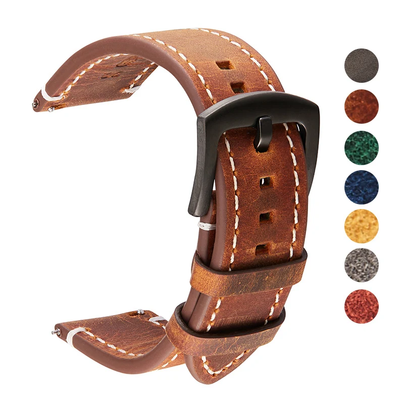Cinturino Orologio In Vera Pelle Con Sgancio Rapido - 18mm 19mm 20mm 21mm 22mm 24mm