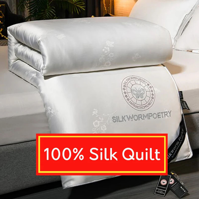 

High end silk quilt 100% mulberry silk spring autumn quilt thickened winter warm comforter air conditioning quilt luxury blanket