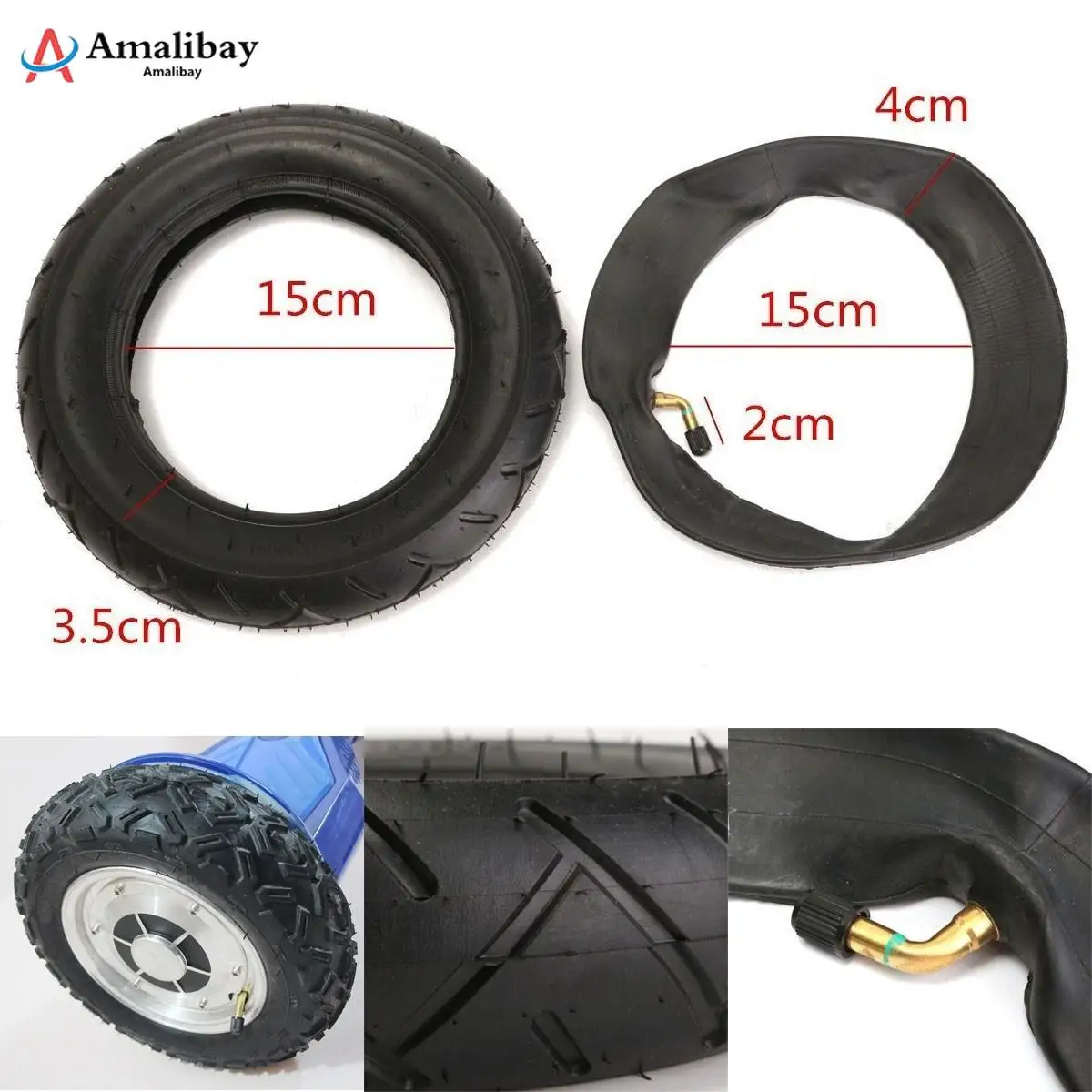

Amalibay 10" x 2.125" Tires Inner Tube Self Balancing Smart Electric Scooter Hoverboard 10 inch Tyre with Inner Tube