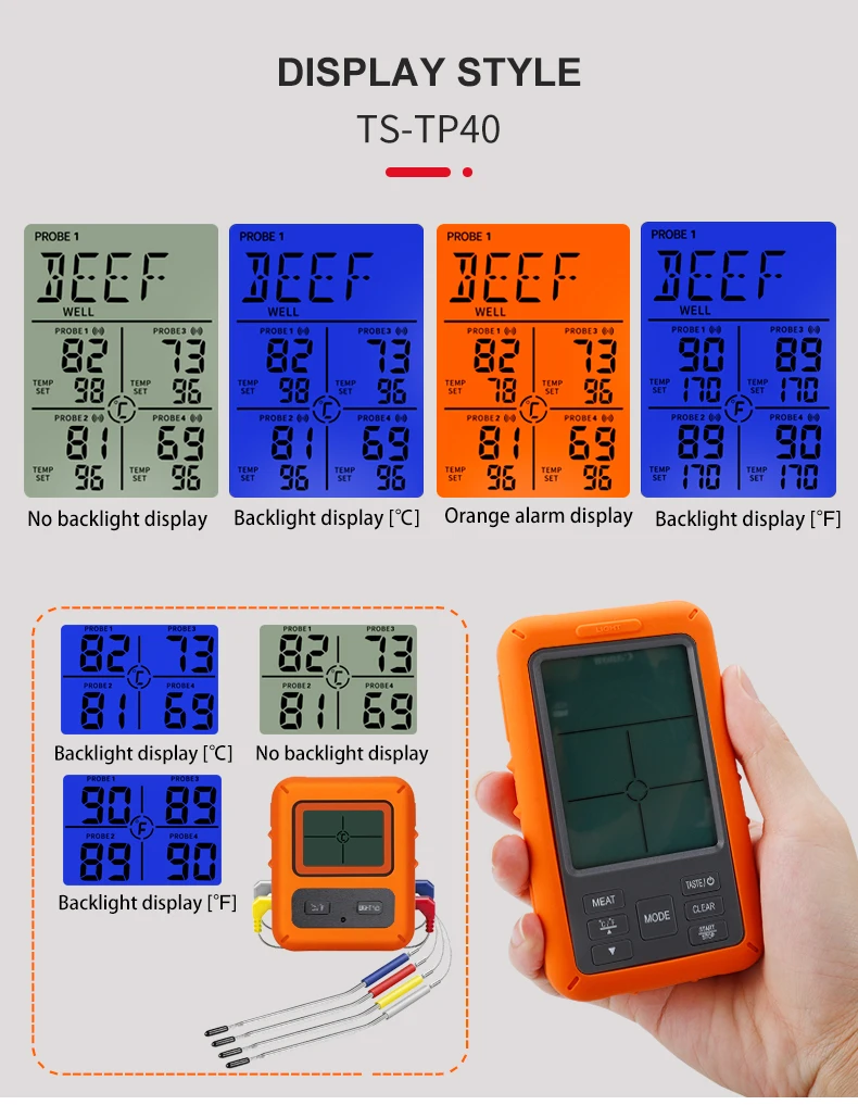 carne com 4 sonda alarme temporizador para