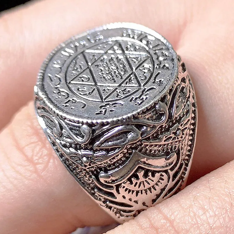 Древнее греческое астрономическое кольцо с пентаграммой СВ-Майкл, мужские кольца на удачу, талисман, религиозная личность, байкерские кольца, мужские ювелирные изделия, подарок
