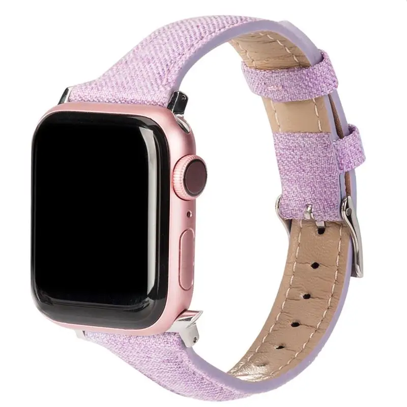 Плетеная холщовая ткань ремешок для Apple Watch 38 мм 40 мм 42 мм 44 мм Замена тканевая повязка спортивный ремешок для iWatch серии 5 4 3 2 1 - Цвет ремешка: Purple