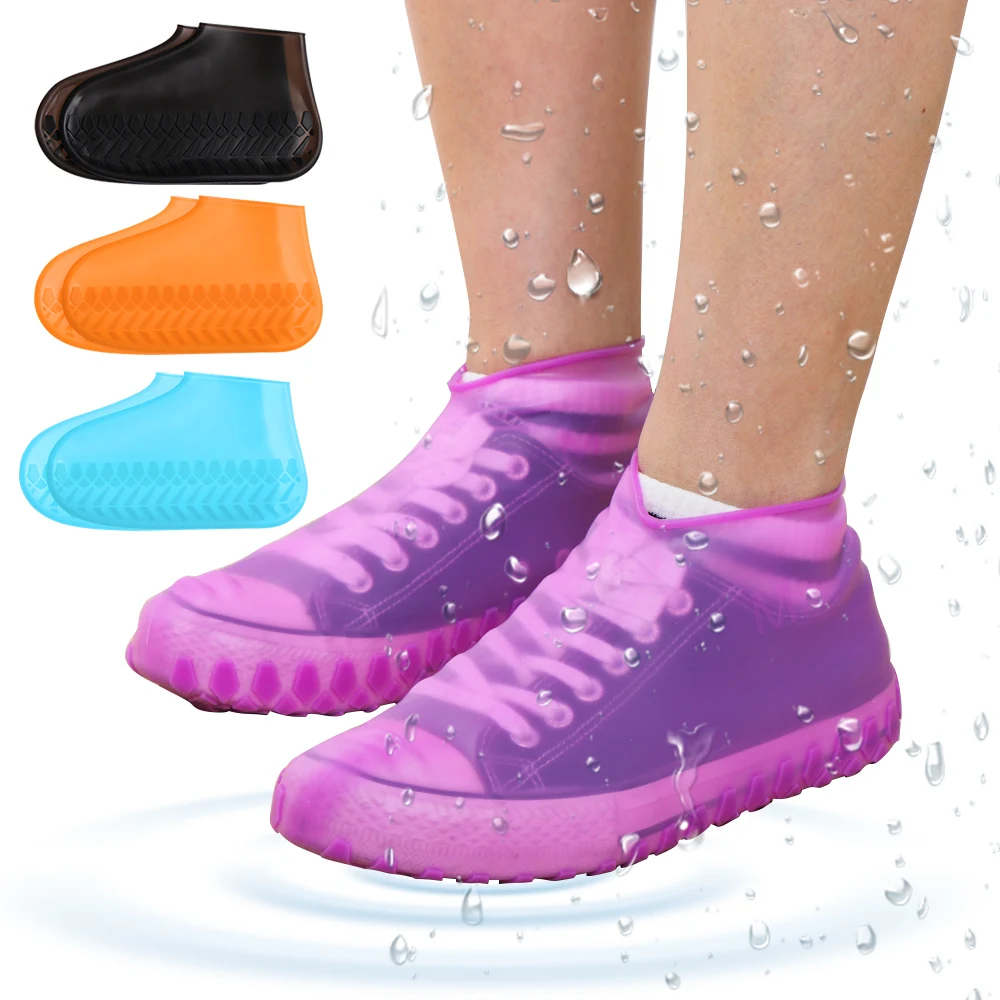 

1Pair Reusable Shoe Covers Dustproof Rain Cover Winter Step In Shoe Waterproof Silicone Non-slip Shoe Covers