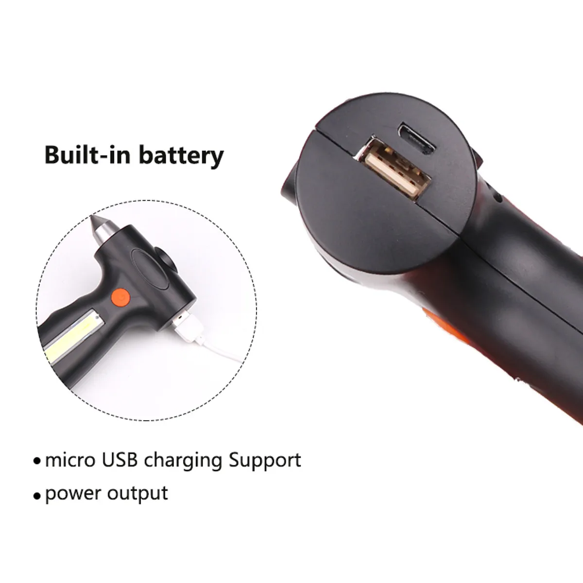 Автомобильный оконный выключатель светодиодный светильник-вспышка s COB USB Перезаряжаемый внешний аккумулятор Магнитный рабочий светильник портативный флэш-светильник молоток безопасности