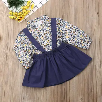 

2pcs Toddler Kid Baby Girl Flower Tops + Cotton Clothes Skirt Outfit Sets UK