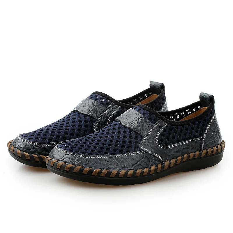 

2019 Fashion Men Casual Shoes Slip-on Breathable Air Mesh Flats Trainers Sneakers Water Loafers Big Plus Size 38-46