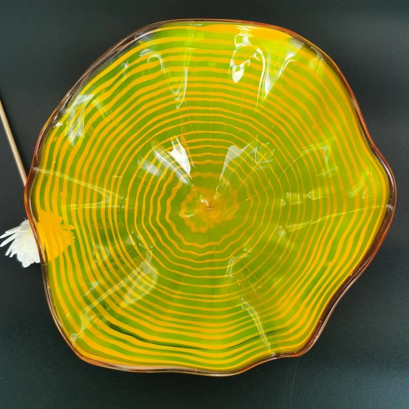 Placas de Parede Moderno Dale Chihuly Murano Amarelo Artesanal Vidro Sala Estar Lâmpadas 1 Moderno dale chihuly murano placas de parede