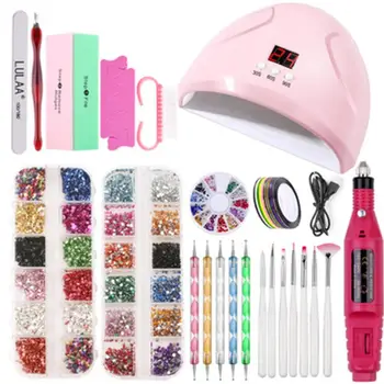 

Nail Dryer For Nails With LED For Curing Gel Polish Electric Nail Drill Nail Art Tools Set 12-color Nail Pearl Powder Set