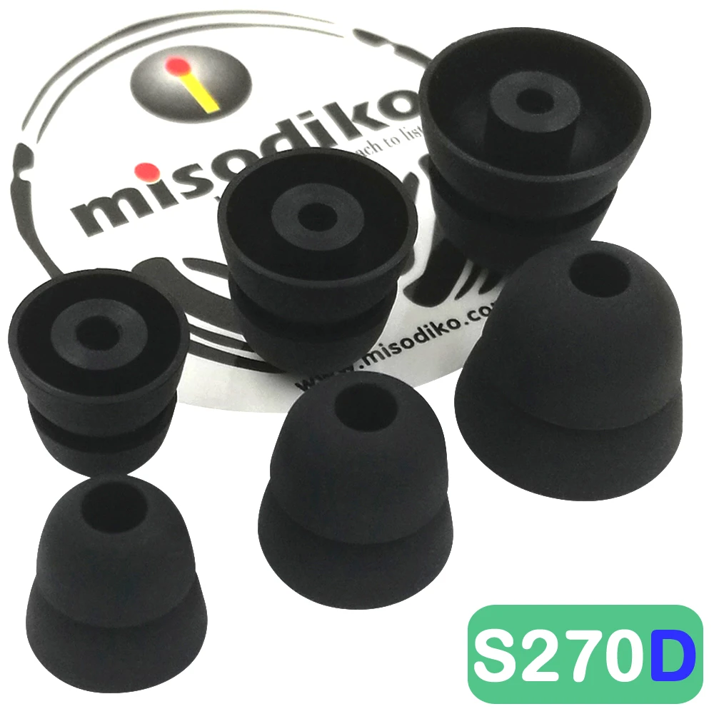 

misodiko S270D Silicone Earbuds Tips Eartips for Shure SE215 SE315 SE535 SE425 SE846/ Etymotic ER4 HF5/ Klipsch R6i R6m S4i X6i