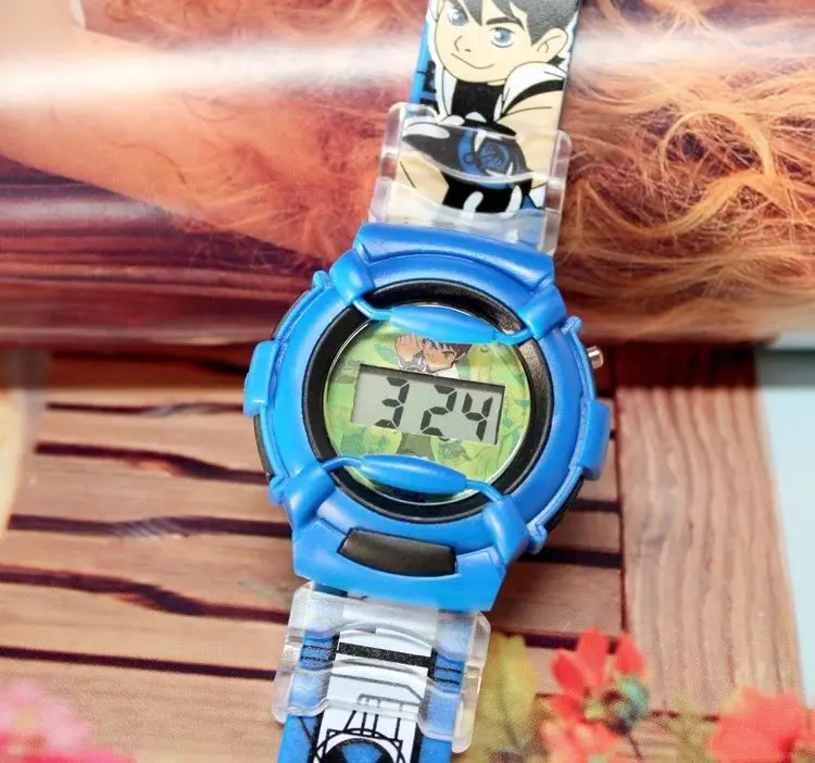 Pentium силиконовые милые и красивые часы с героями мультфильмов для мальчиков модные детские электронные часы ben10 - Цвет: Синий