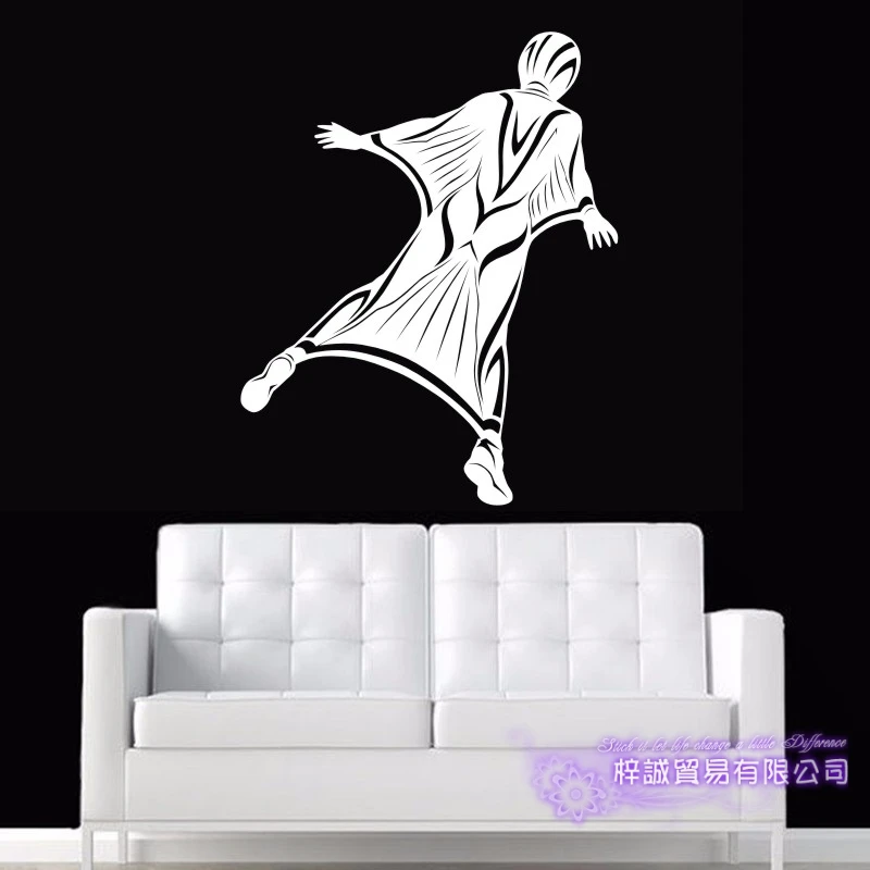 DCTAL Skydive Sticker Wingsuit Flying Car Decal Extreme Sports Posters Vinyl Wall Decals Parede Decor Mural Air Flight Sticker