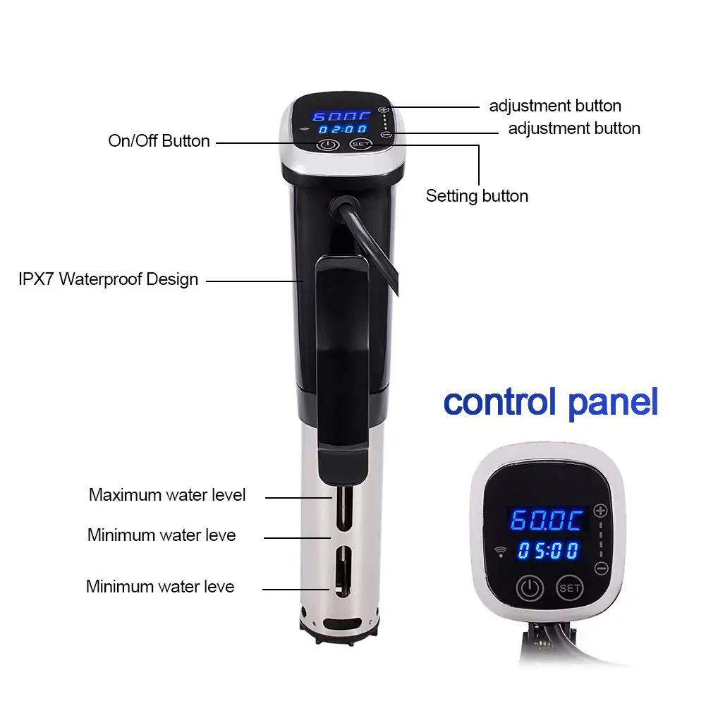 LCD Display Vacuum Slow Sous Vide Food Cooker Intelligent Cooking Stick Machine Waterproof IPX7 Powerful Immersion Circulator