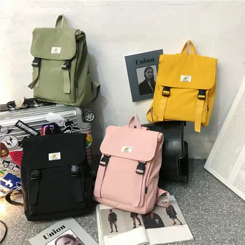 

LENLEI 2020 new big cover mortise lock Harajuku canvas student school bag junior high school student large capacity backpack