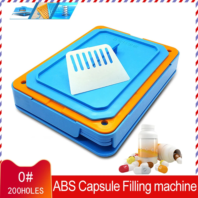 Máquina Manual de llenado de cápsulas, herramienta de grado alimenticio ABS, dispensador de placas, cápsula de llenado rápido, 0 #200 agujeros