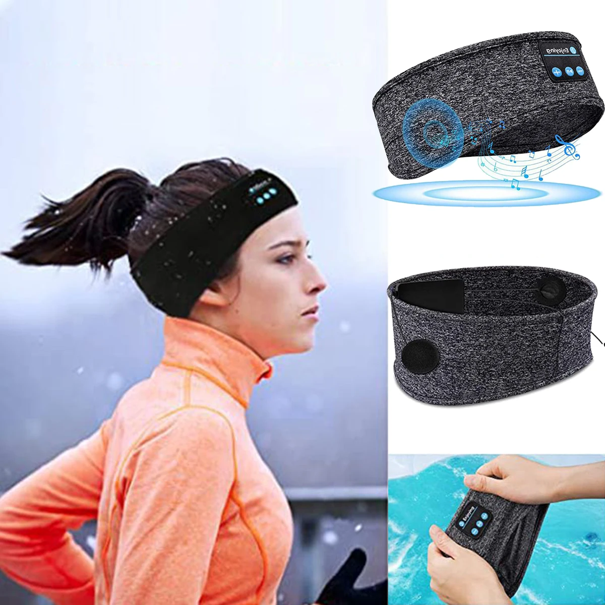 Женская Bluetooth-повязка на голову для бега занятий йогой искусственная кожа