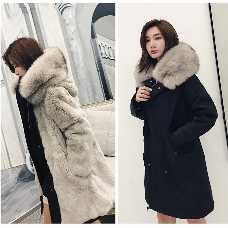 Free Shipping Winter Jacket Women Real Fur Coat Real Fox Fur Hood Edge Xxl  Fur Real Fur Linner Long Parka Outerwear Detachable - Real Fur - AliExpress