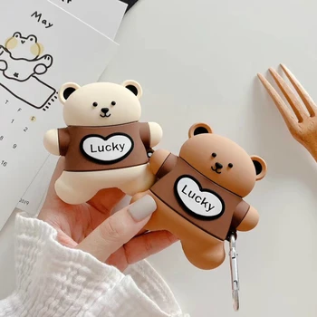 

3D Bear Silicone Earphone Case For Airpods 2 Case Cute Animals Pig Cartoon Headphones Cover For Apple Air pods Case For Earpods