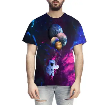 

Funny Astronaut Printed T Shirts Men's Couple Tee Shirts Tops Plus Size Streetwear Slim Loose Fit Summer Anime Short Tshirt 2020