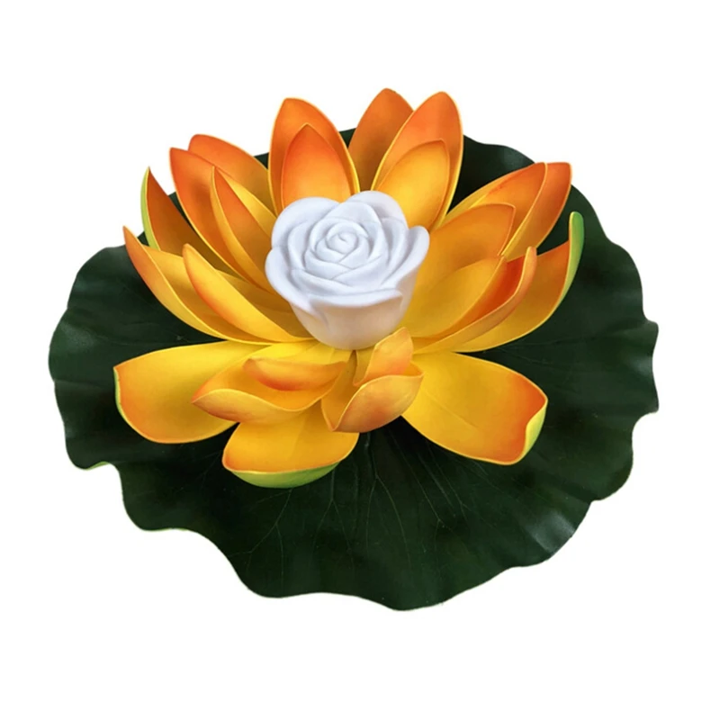 LED Floating Lotus Flower Lamps Decorations On Water Swimming Pool Garden Light Garden Tank Pond Decoration 18cm