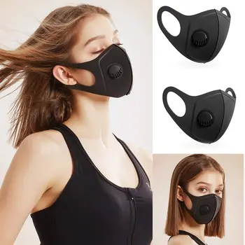 

3 Pcs Reuseable Unisex Sponge face Mouth Mask with Breath Wide Straps Washable Black Muffle Respirator Masks