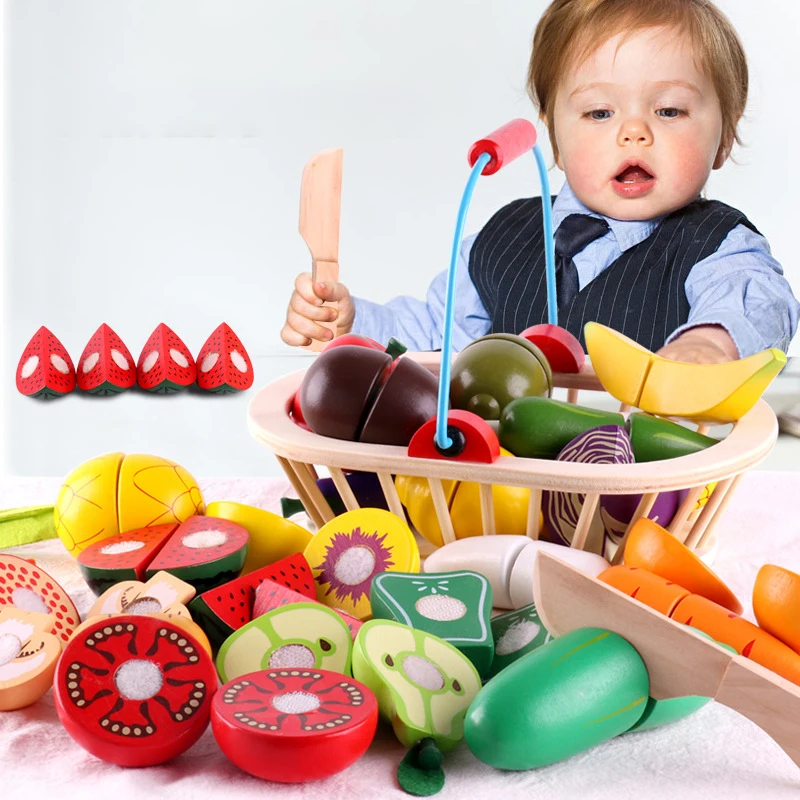 

Children Cut Fruits And Vegetables Toys Wooden Classic Game Simulation Kitchen Series Toys Early Education Gift Play House Toy
