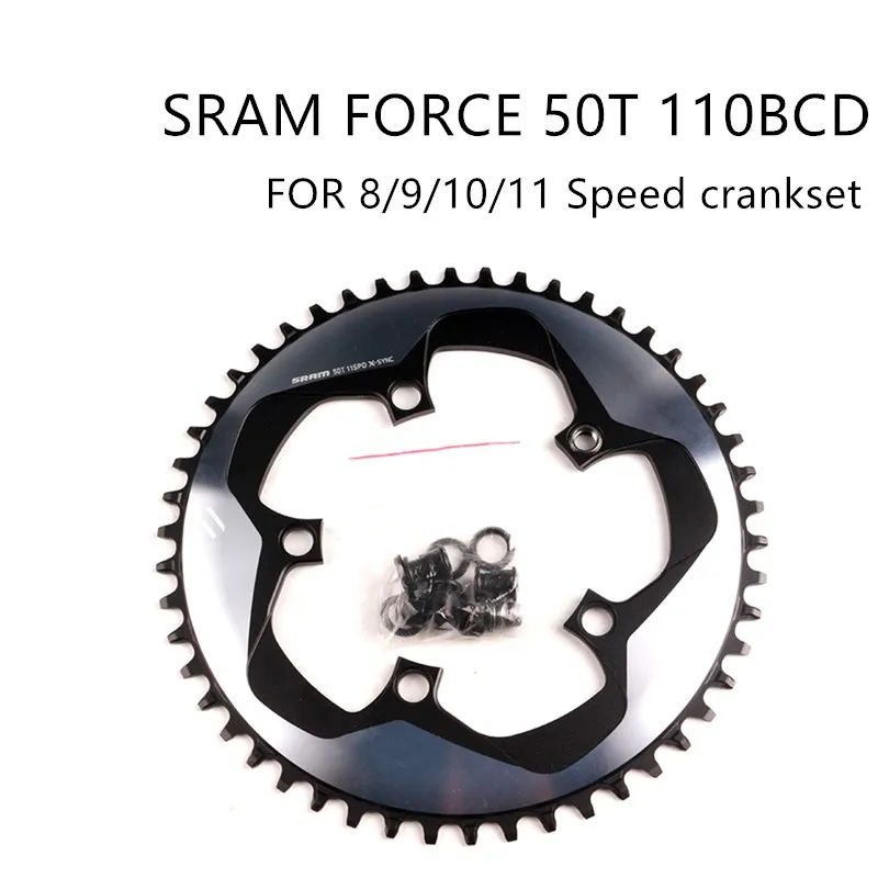 

SRAM FORCE CX1 50T 110BCD Chainring 8/9/10/11 Speed X-SYNC Narrow Wide chainring come with 5 Nails With screws Single Disc