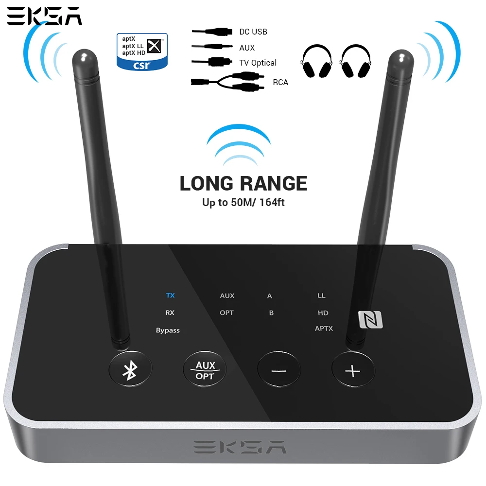 EKSA Bluetooth V5.0 3 в 1 аудио передатчик приемник CSR8675 адаптер оптический/3 5 мм AUX/SPDIF для