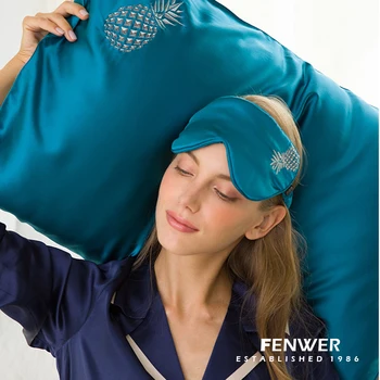 

100% natural Silk embroidered pillowcase sleep shade blindfold