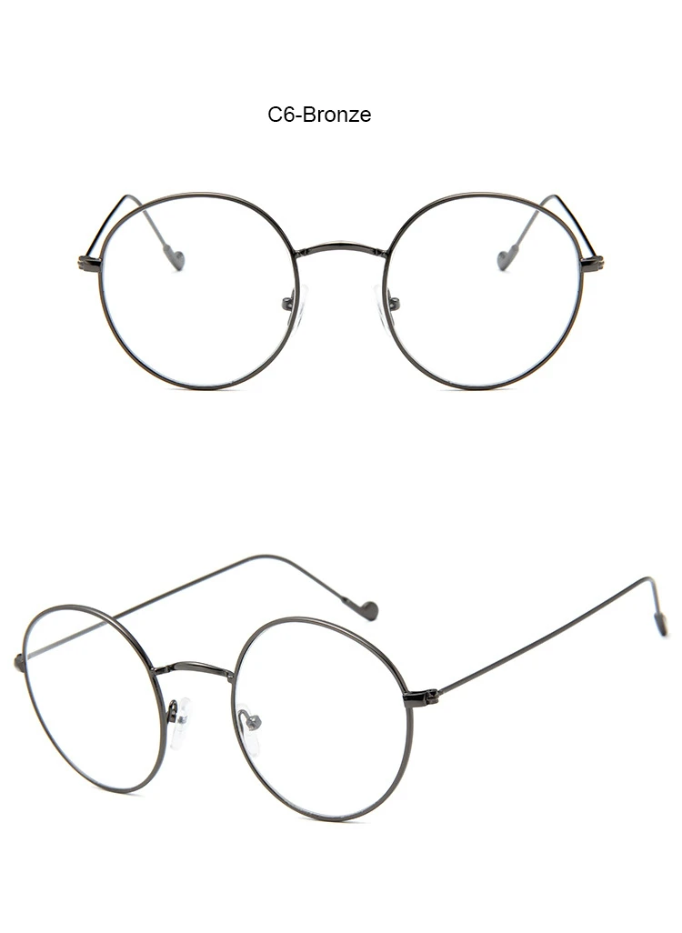 Брендовые оправа для очков в стиле ретро женские мужские круглые металлические мужские легкие Оправы унисекс студенческие плоские зеркальные очки оправы для женщин