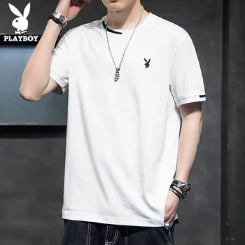 

PLAYBOY Sexy moda mujer camisa corta Casual sólido corto manga corta o-cuello camiseta playboy t-shirt