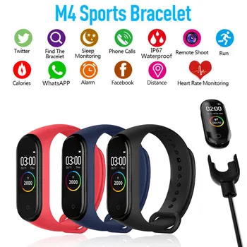 

M4 Smart Watch Waterproof Wristband Blood Pressure Heart Rate Monitor Smart band 4 Fitness Tracker Bracelet For XiaoMi IOS Phone