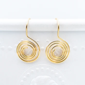 

10pcs Gold Wire Ear Posts 28x15mm, Geometric Circle Earring Hooks, Delicate Earwire Components (GB-658)